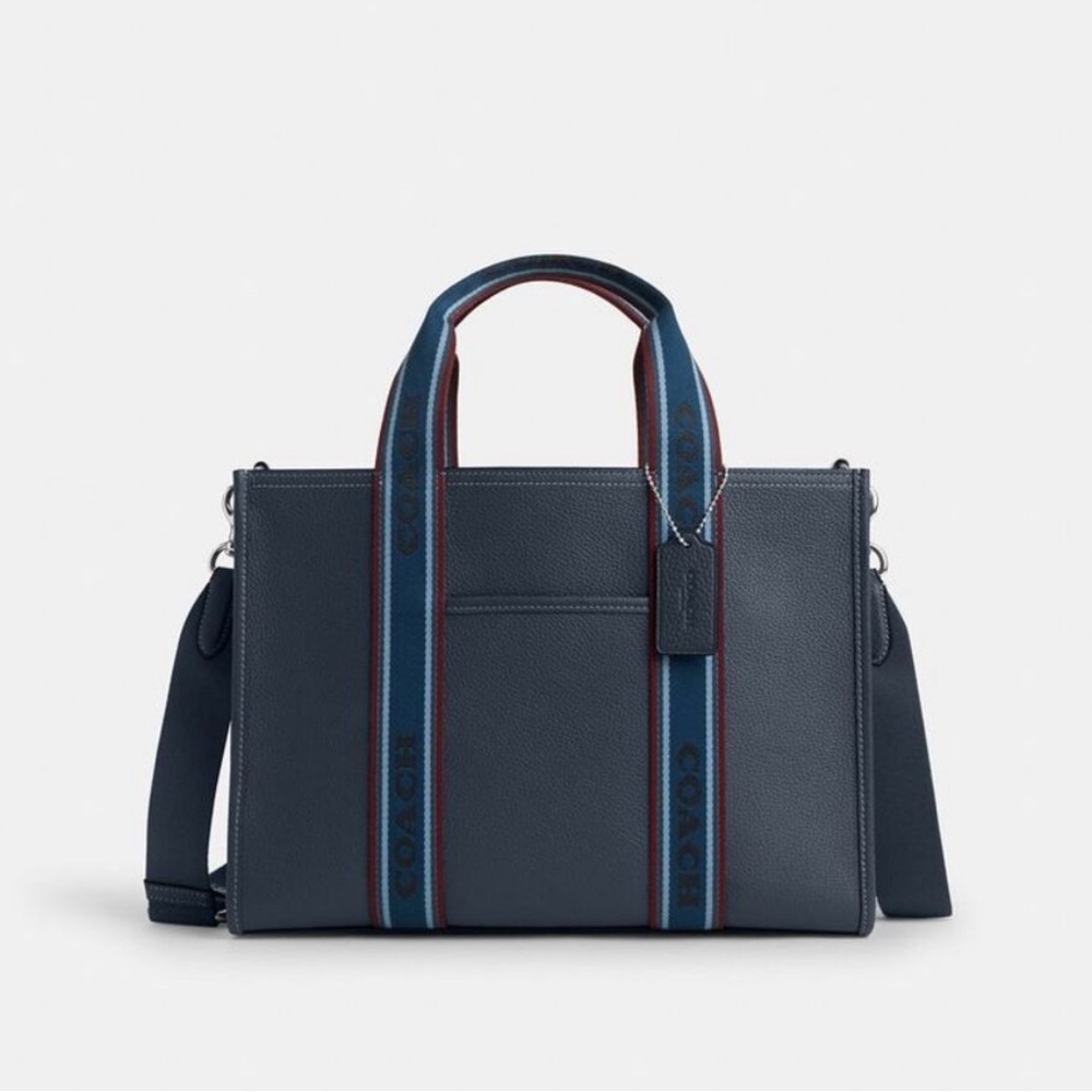 Coach Blue Tote Bag with Red and Black Accents